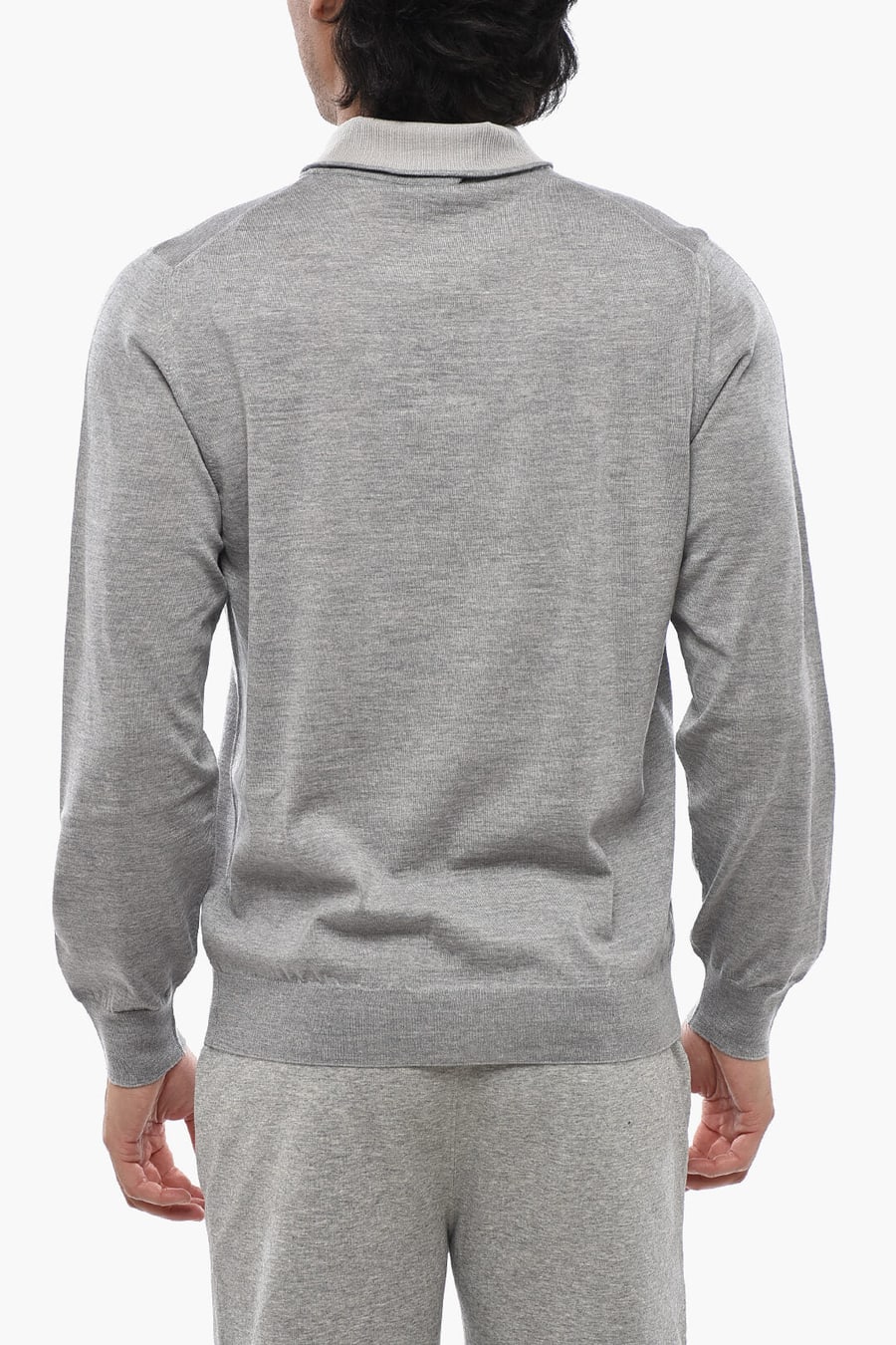 Corneliani 2470~Solid Virgin Wool V-Neck Sweater, view 2