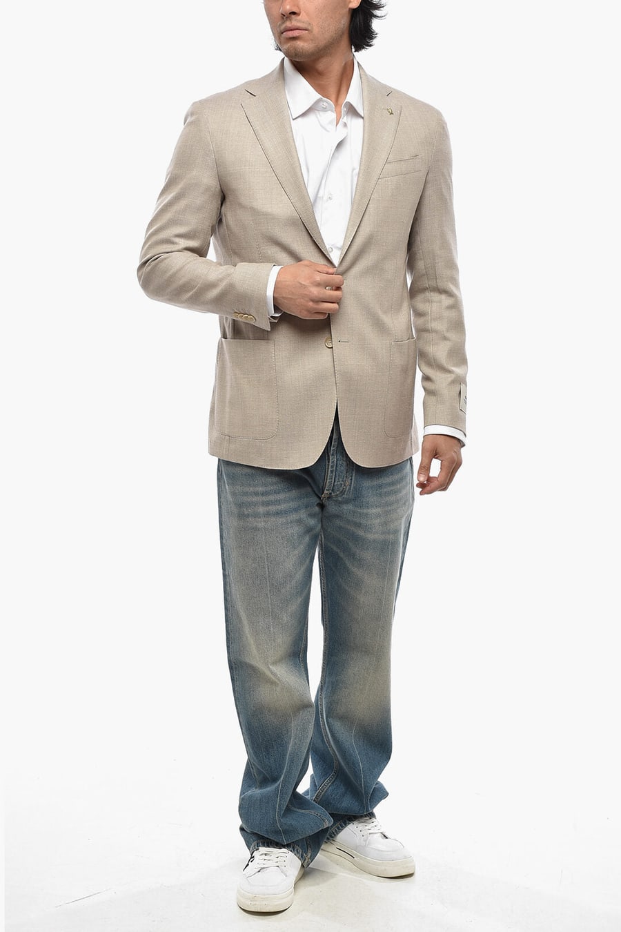 Corneliani 2500~CC COLLECTION Virgin Wool Blend Blazer With Patch Pockets, view 4