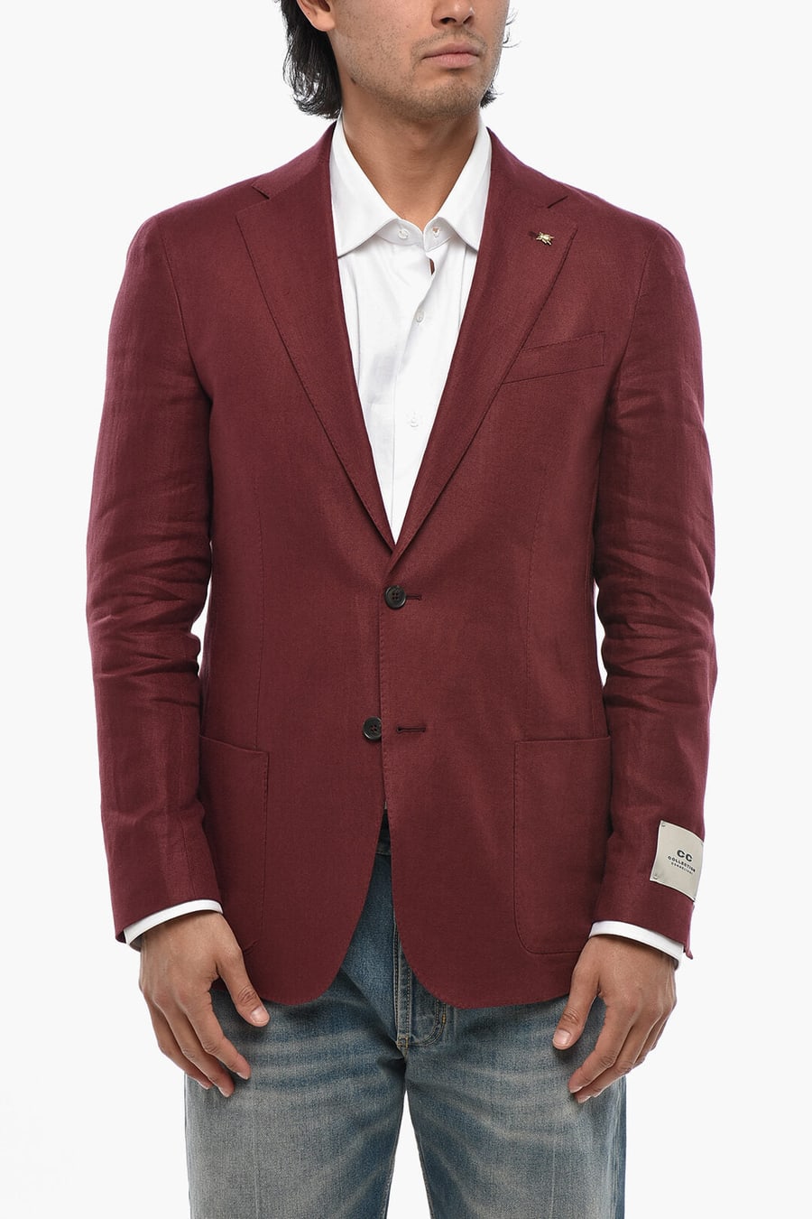 Corneliani 2900~CC COLLECTION Two-Button Linen Blazer