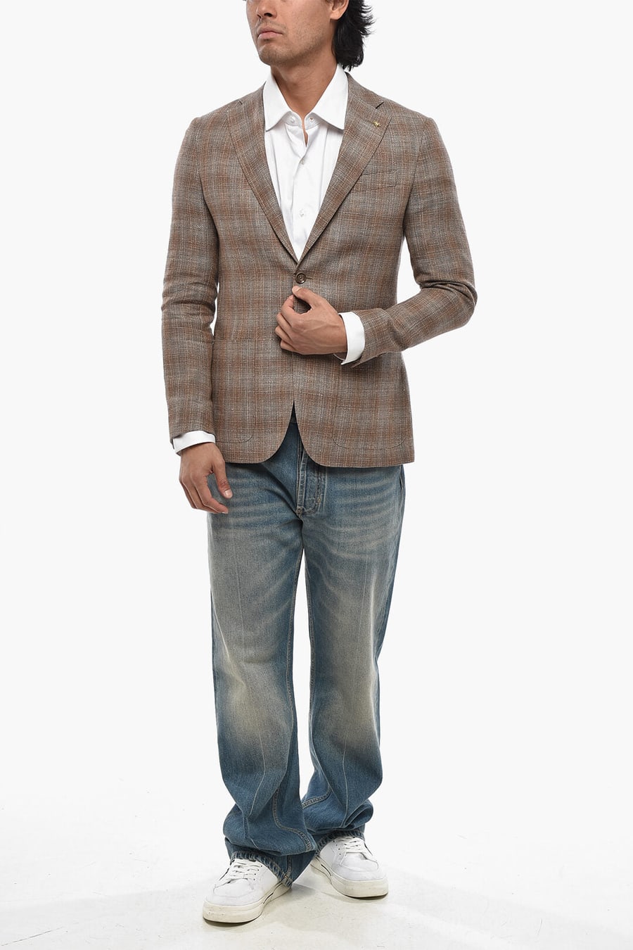 Corneliani 2500~CC COLLECTION Linen-Blend Blazer with Patch Pockets, view 4