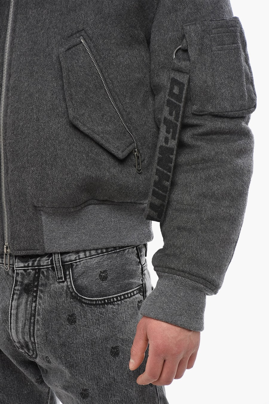 Off-White 2470~Pure Cashmere Padded Bomber QUOTE, view 3