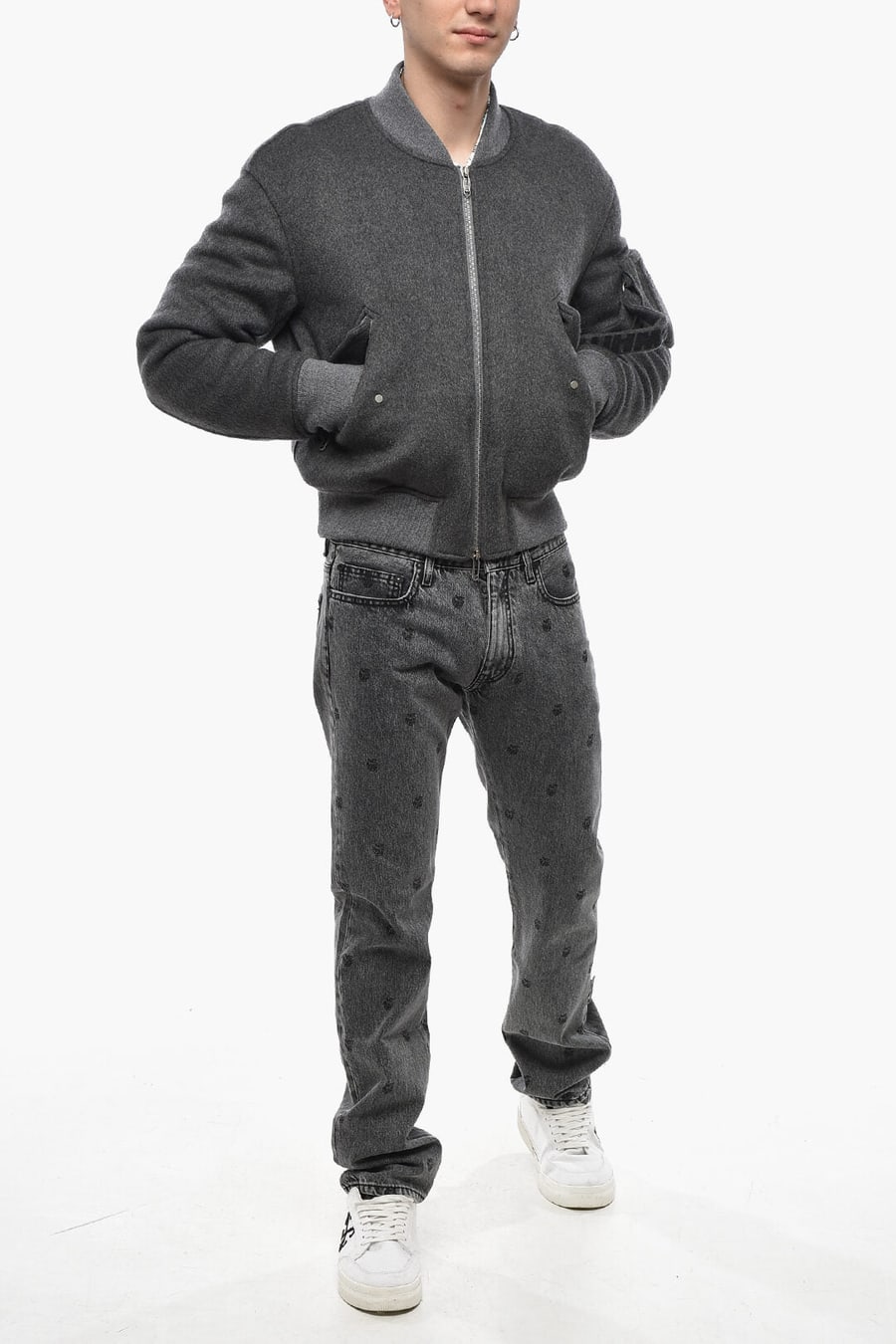 Off-White 2470~Pure Cashmere Padded Bomber QUOTE, view 4