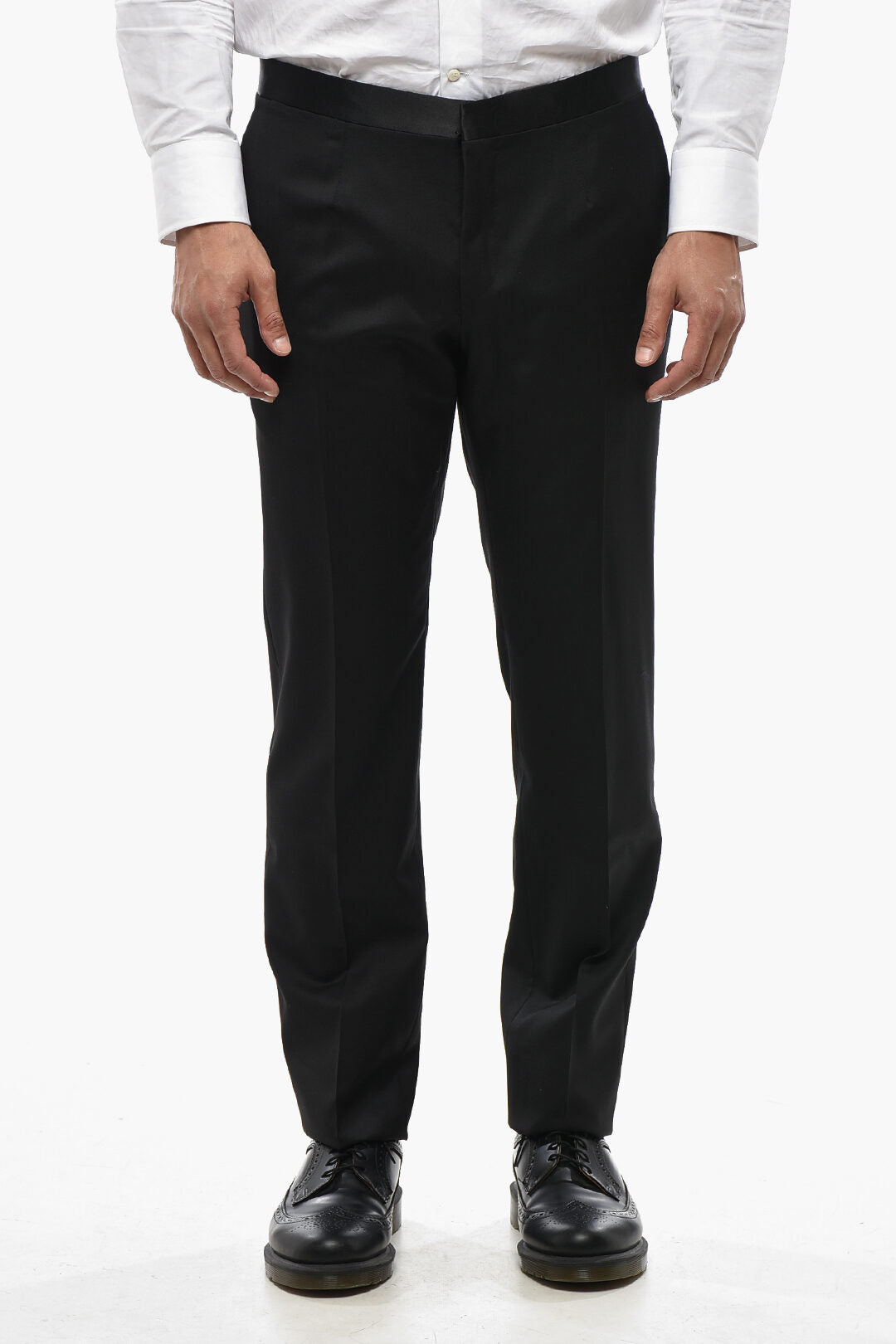 Corneliani 3500~CODE Virgin Wool Trousers with Satin Detail