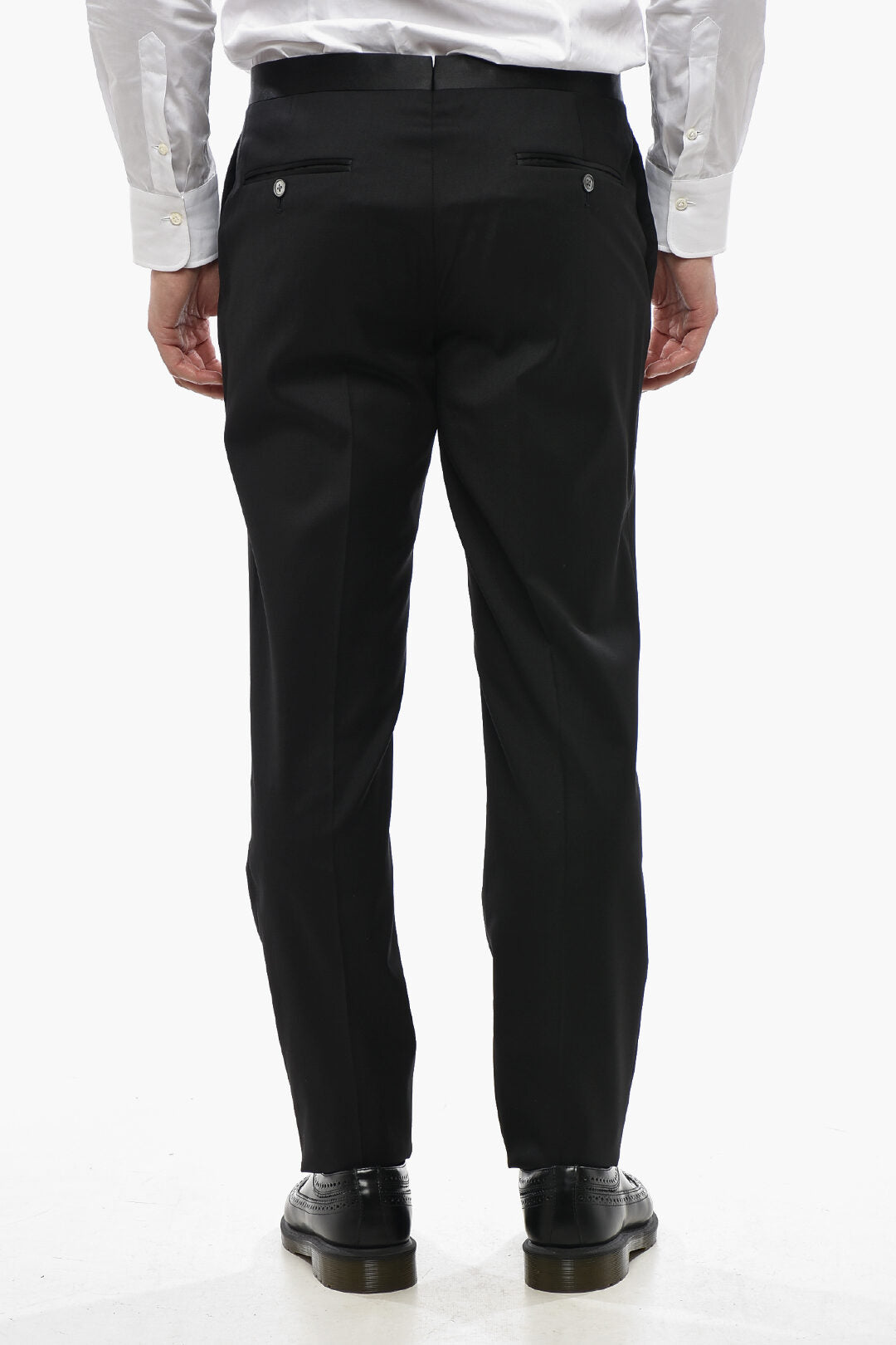 Corneliani 3500~CODE Virgin Wool Trousers with Satin Detail, view 2