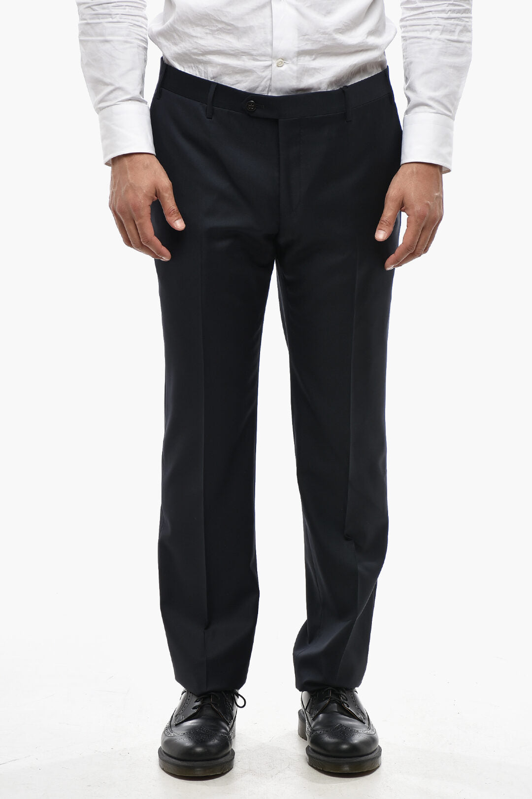 Corneliani 2405~Virgin Wool Trousers with Hidden Closure