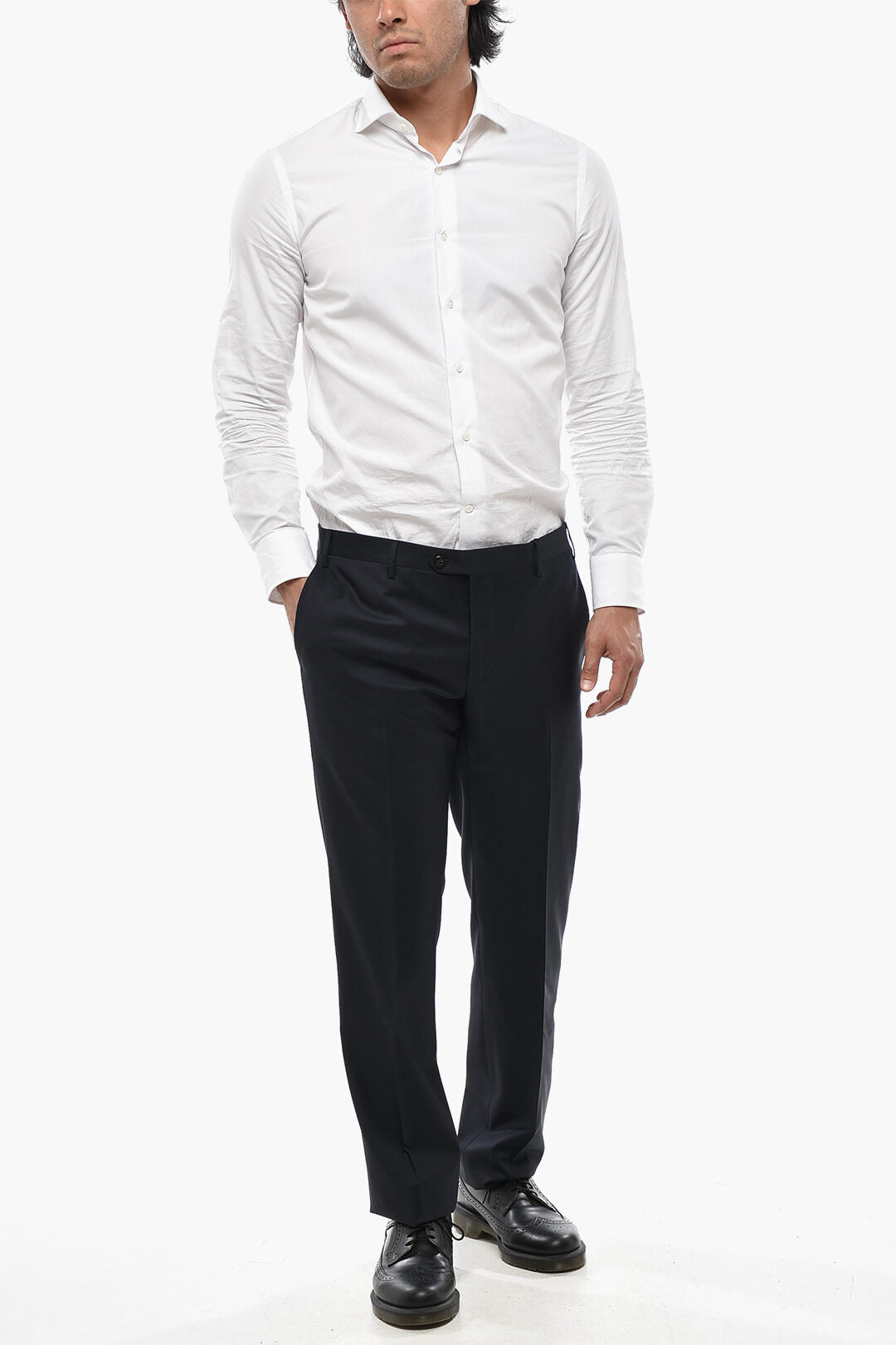 Corneliani 2405~Virgin Wool Trousers with Hidden Closure, view 2
