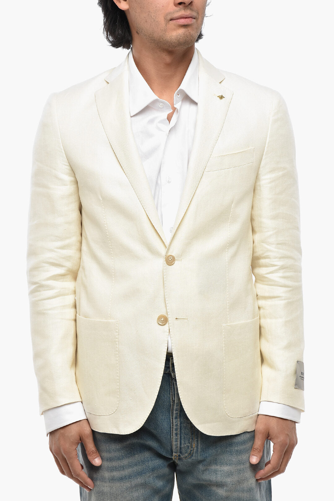 Corneliani 2500~CC COLLECTION Linen Blend Blazer with Classic Lapel and Two Vents