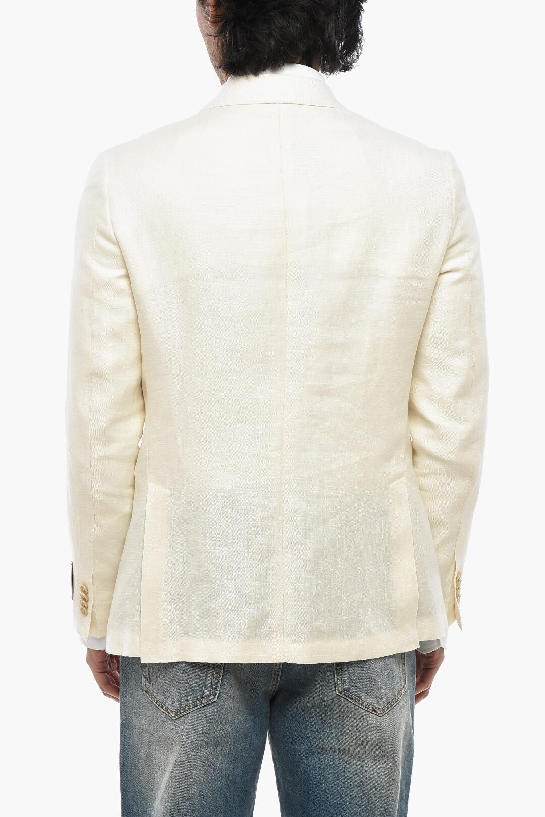 Corneliani 2500~CC COLLECTION Linen Blend Blazer with Classic Lapel and Two Vents, view 2