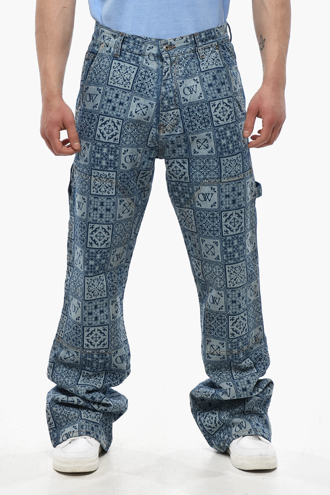 Off-White 2750~Bootcut Jeans MAILOCA Printed Denim 28cm