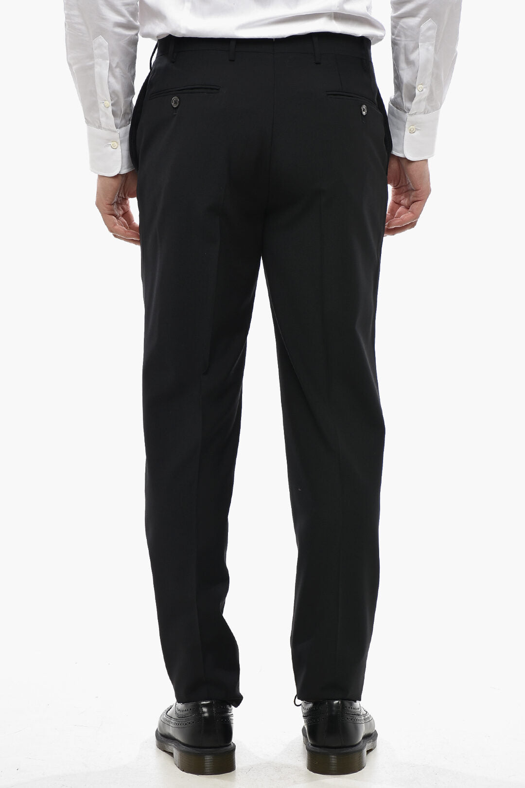Corneliani 3500~CODE Virgin Wool Trousers With Belt Loops, view 2