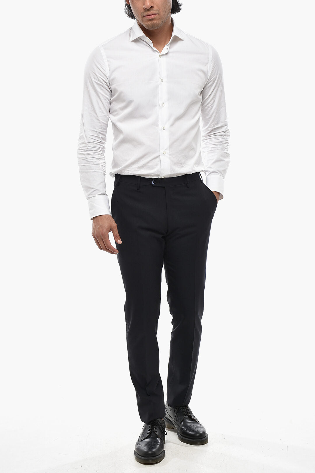 Corneliani 2405~CODE Virgin Wool Trousers With Belt Loops, view 2