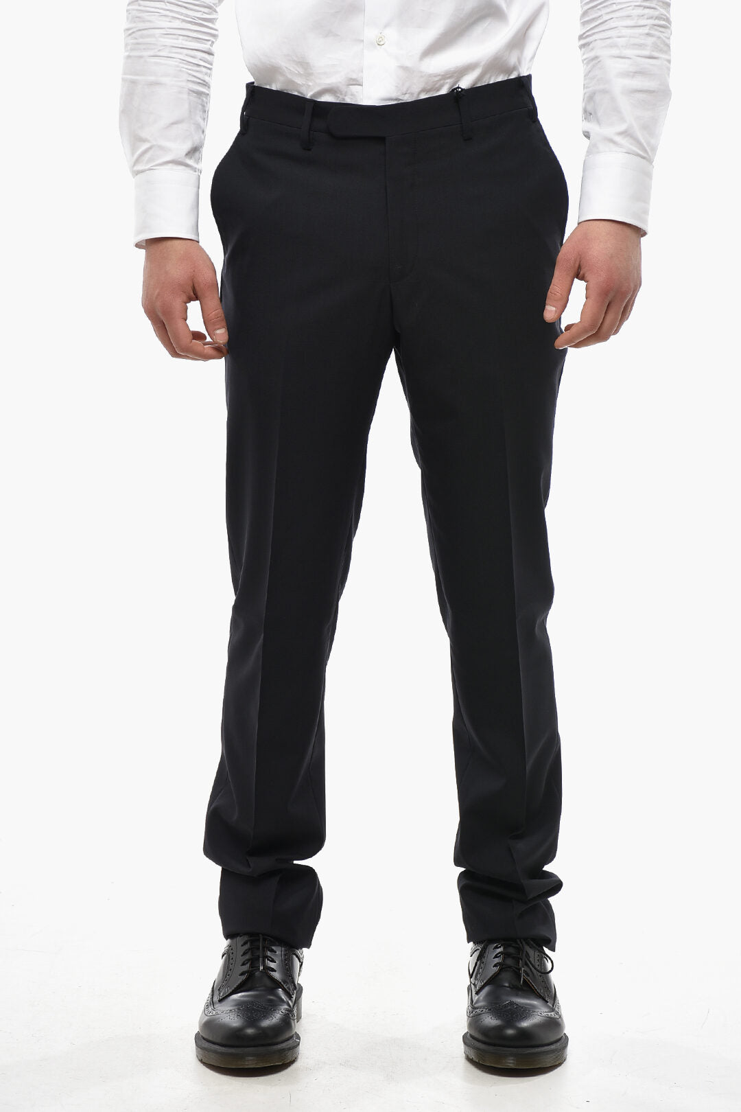 Corneliani 2405~CC COLLECTION Virgin Wool Trousers With Belt Loops