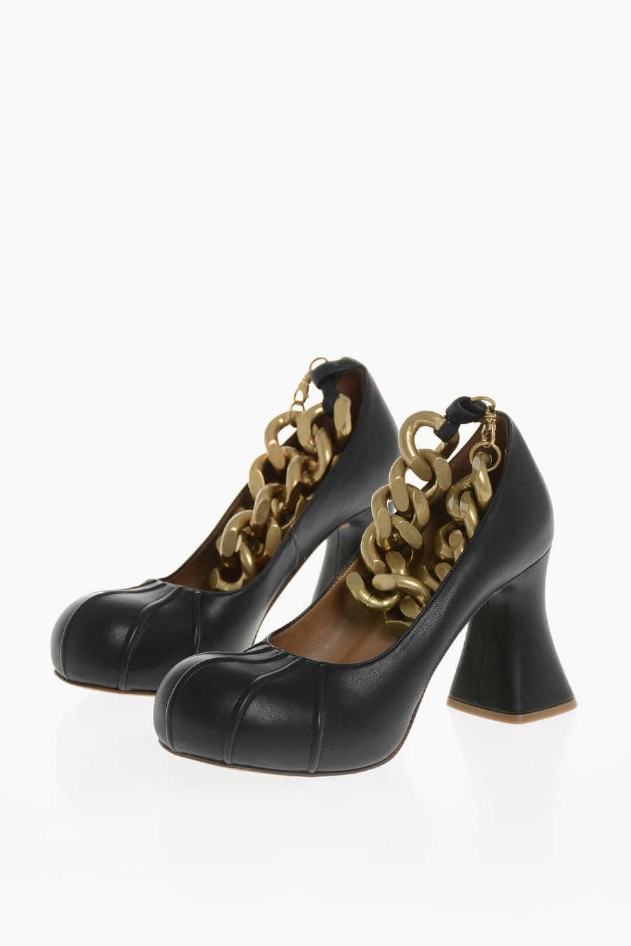 Stella McCartney 3500~Eco Leather Ankle Strap Pumps GROOVE with Gold-Effect Chain 8,5cm