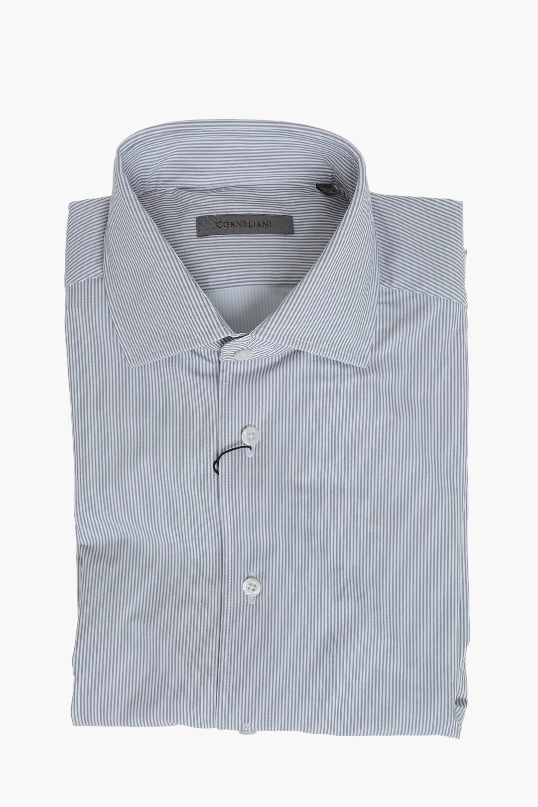 Corneliani 2470~Wrinkle-Free Stretch Fabric Shirt With Hairline Stripes