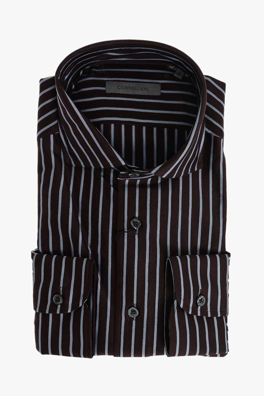 Corneliani 2405~Striped Lightweight Cotton Shirt with French Collar