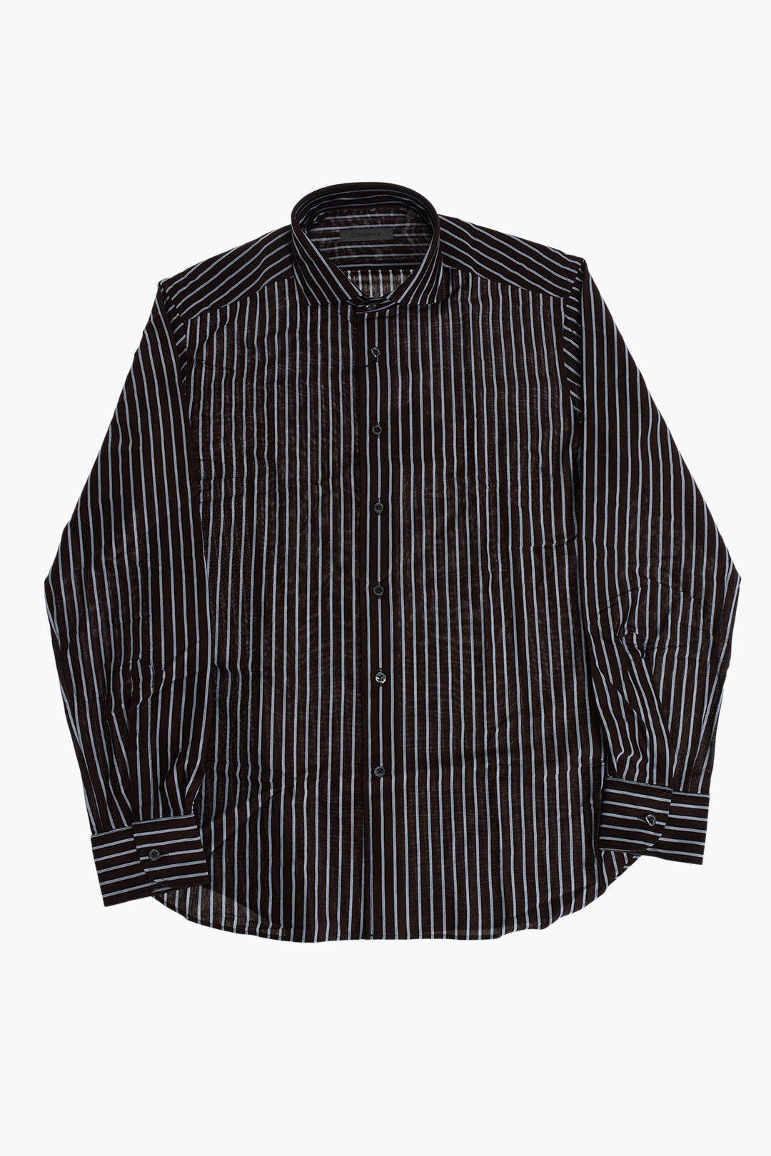 Corneliani 2405~Striped Lightweight Cotton Shirt with French Collar, view 2