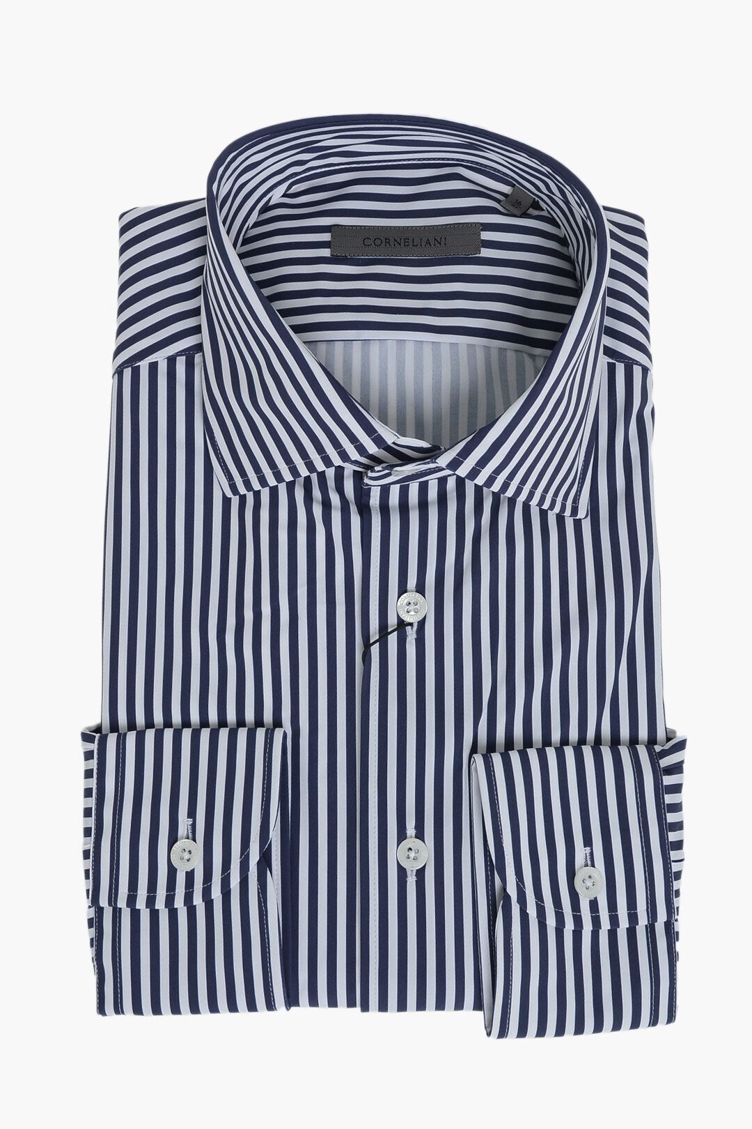 Corneliani 2405~Wrinkle-Free Two-Tone Striped Stretch Shirt
