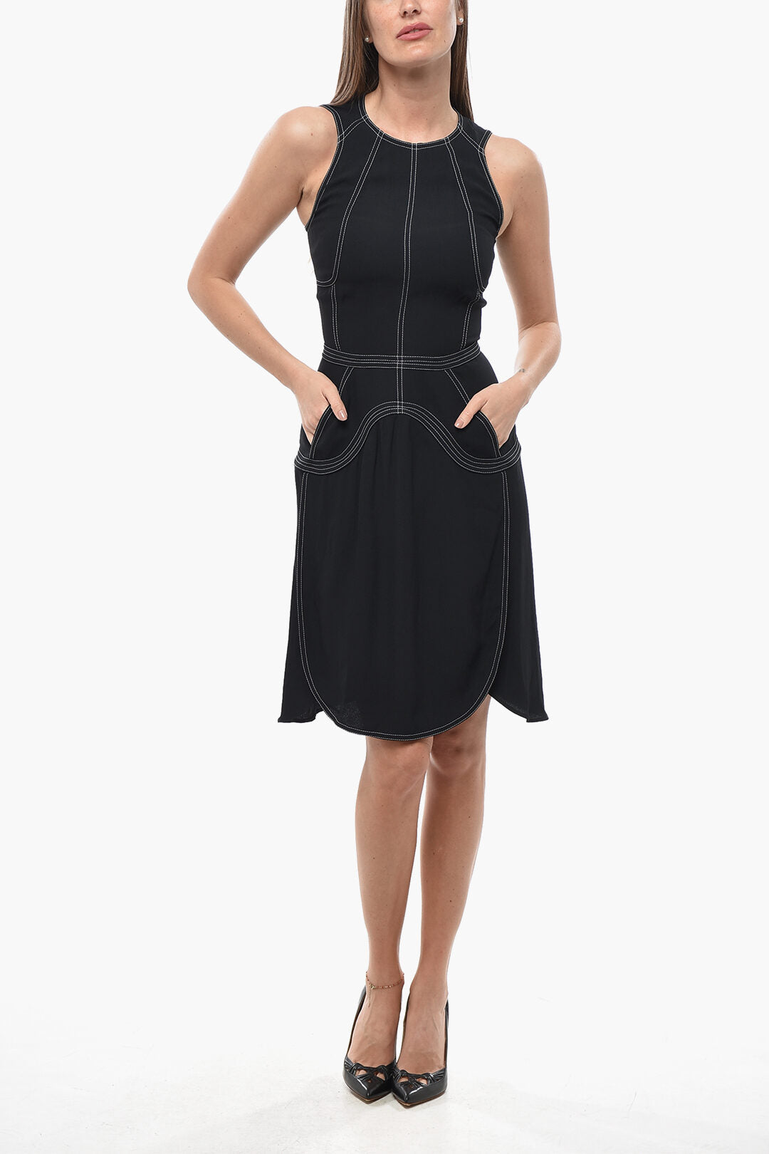 Stella McCartney 3500~Viscose Dress AMBER with Exposed Seams