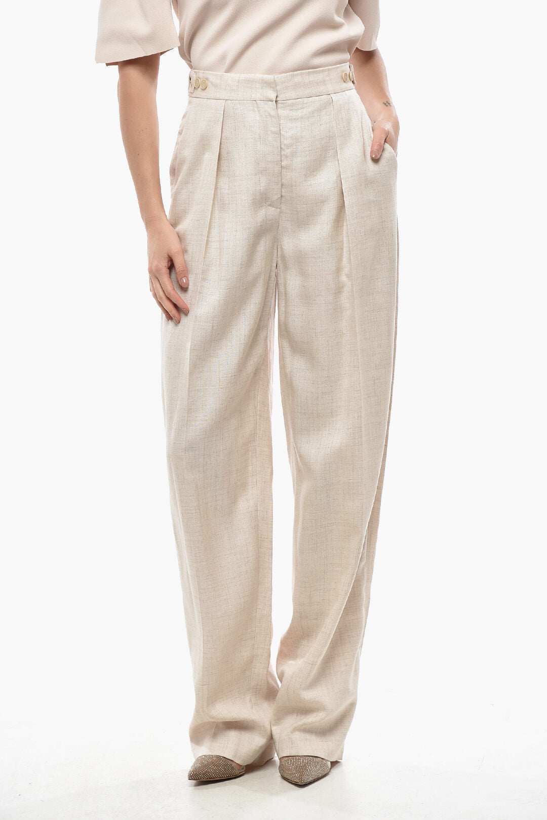 Stella McCartney 2500~Linen-Blend Trousers KATLYN With Single Pleat