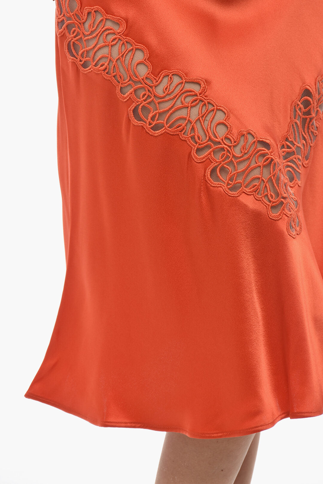Stella McCartney 2550~Midi Satin Skirt with Lace Insert
