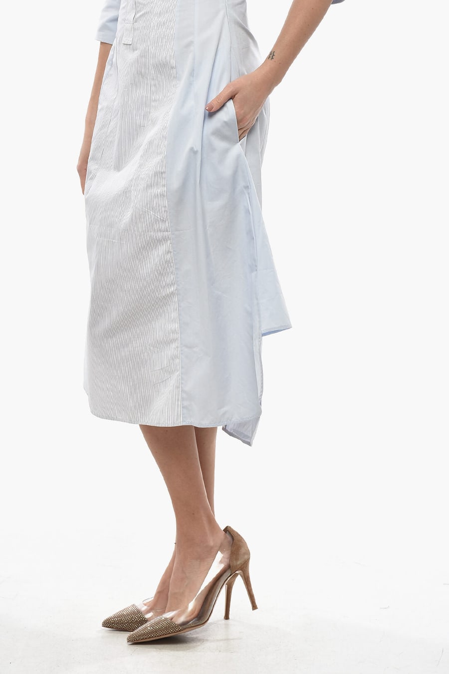 Stella McCartney 2750~Cotton Midi Shirt Dress with Hairline Detail, view 2