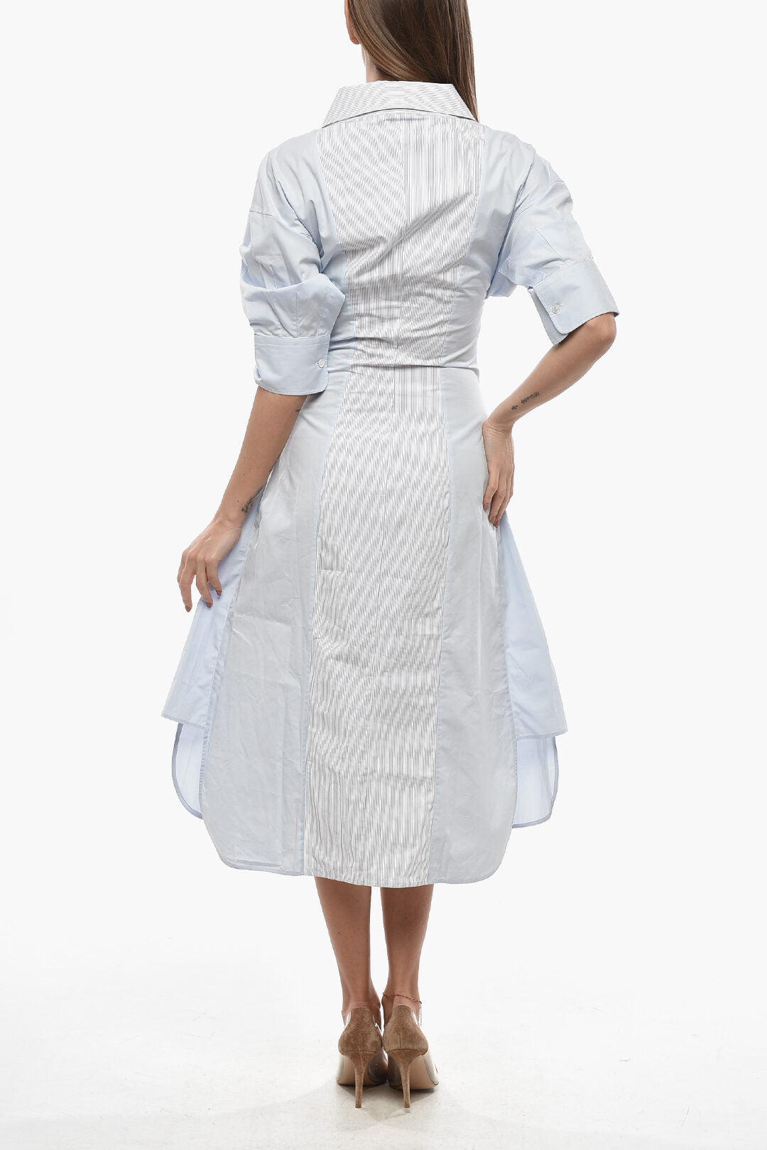 Stella McCartney 2750~Cotton Midi Shirt Dress with Hairline Detail