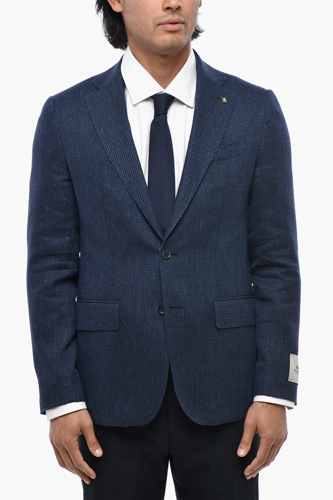 Corneliani 2405~CC COLLECTION Virgin Wool and Linen Blazer with Flap Pockets