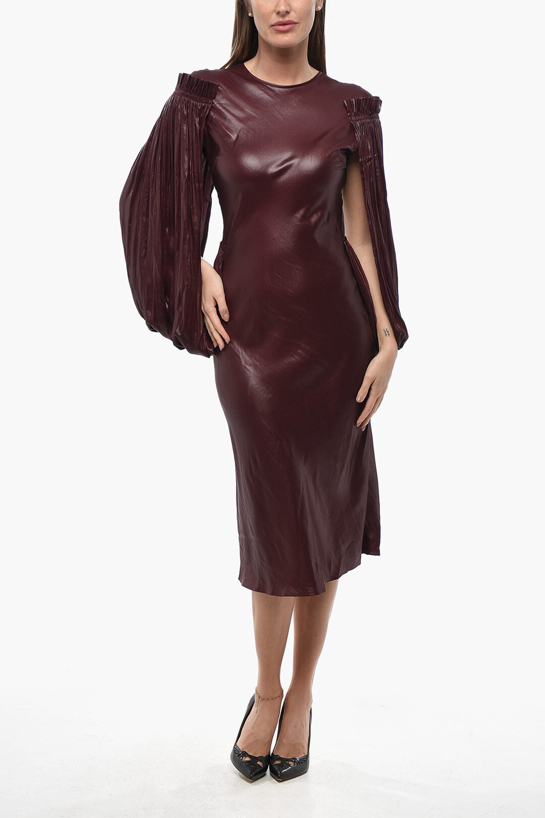 Stella McCartney 2900~Midi Dress BILLOWING with Plissé Sleeves