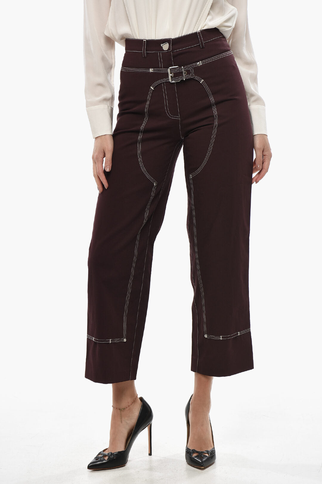 Stella McCartney 2405~Cotton WORKWEAR Pants with Exposed Seams