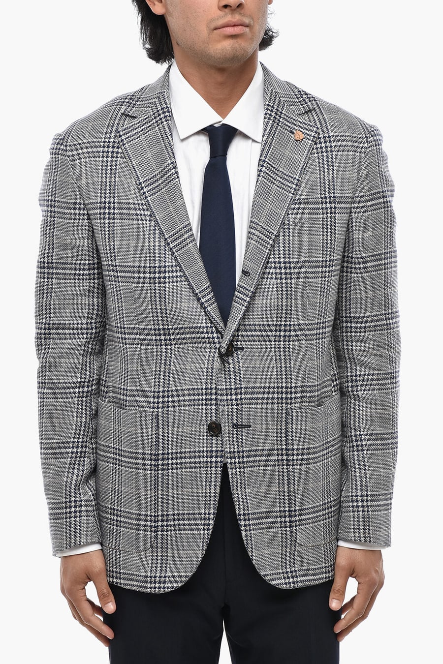 Corneliani 2405~CIRCLE Unlined Cotton-Blend Blazer with Tartan Pattern