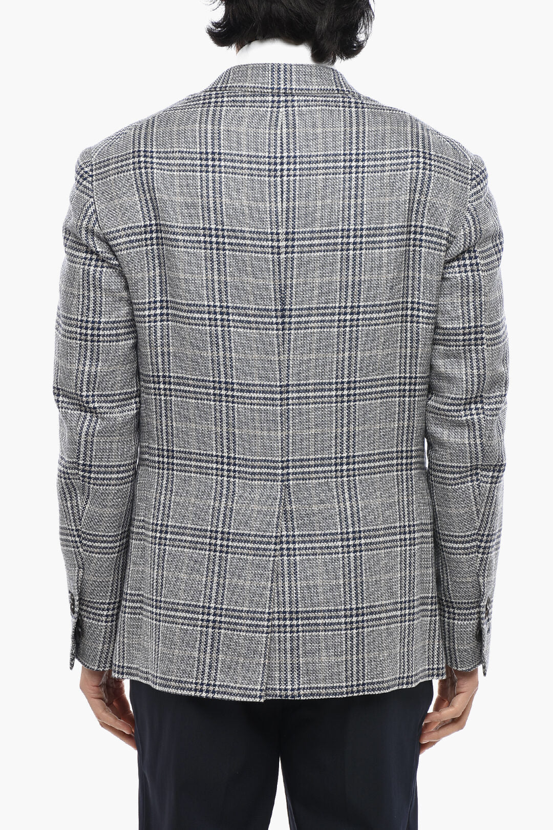 Corneliani 2405~CIRCLE Unlined Cotton-Blend Blazer with Tartan Pattern, view 2