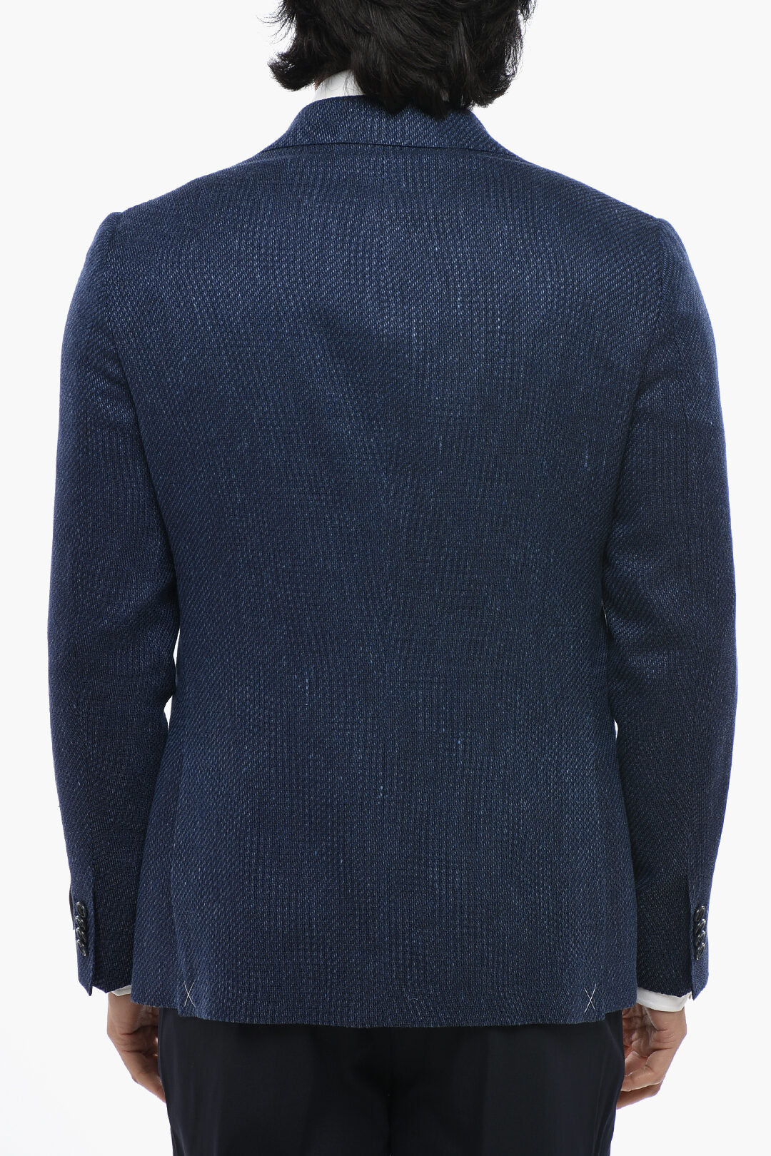 Corneliani 2405~CC COLLECTION Virgin Wool and Linen Blazer with Flap Pockets, view 2