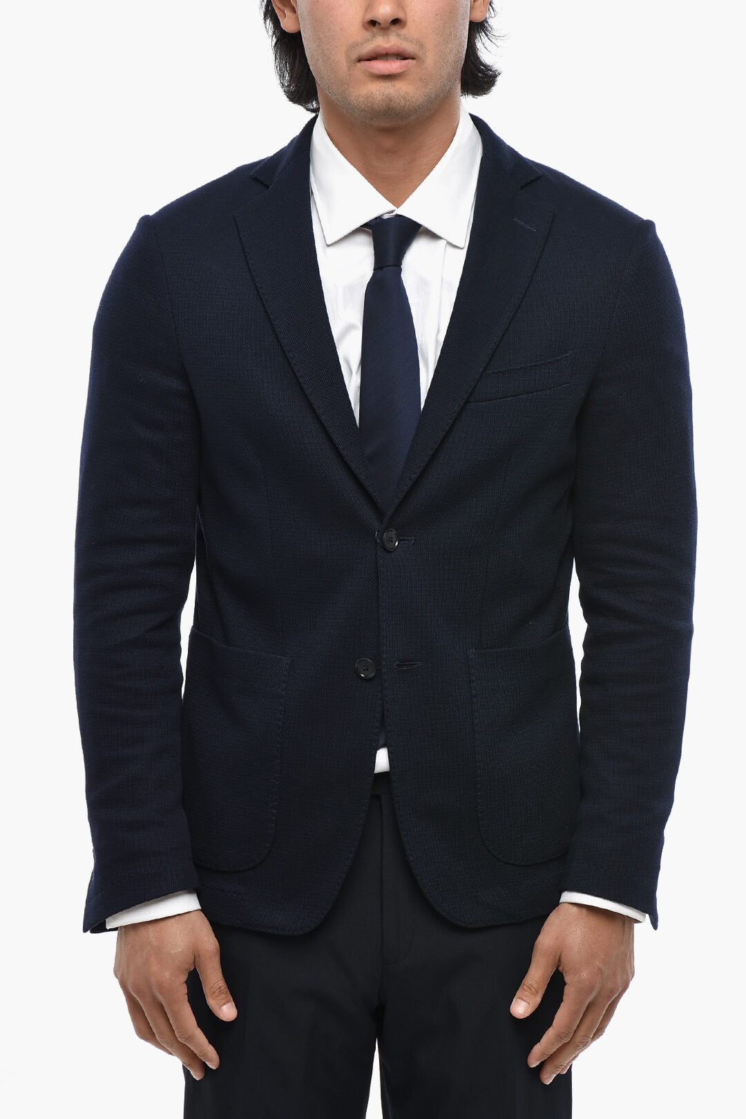 Corneliani 2405~CC COLLECTION Unlined Cotton Blazer with Patch Pockets