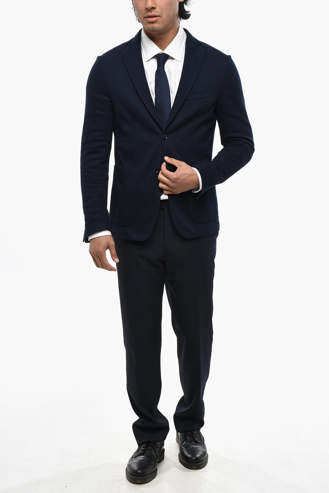Corneliani 2405~CC COLLECTION Unlined Cotton Blazer with Patch Pockets, view 2