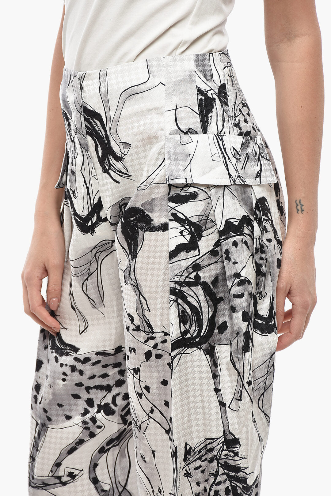 Stella McCartney 2550~Patterned Silk Cropped-Fit Trousers ROSALINDA