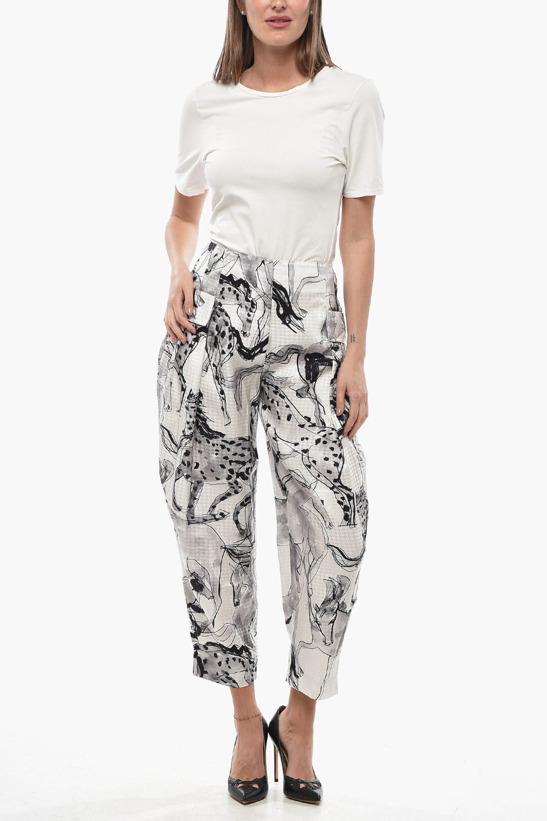 Stella McCartney 2550~Patterned Silk Cropped-Fit Trousers ROSALINDA, view 2