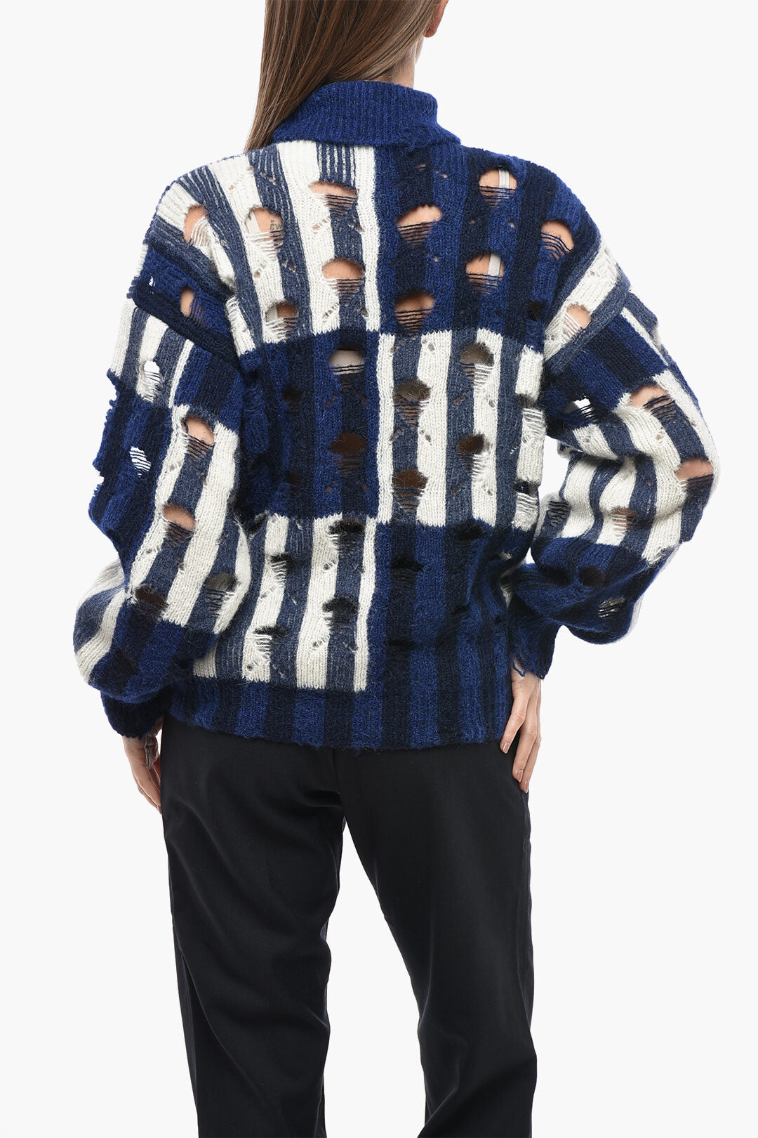 Off-White 2405~Turtleneck Sweater SHIBORI Distressed Alpaca-Blend, view 2