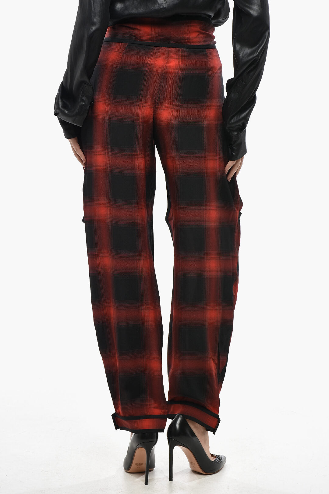 Stella McCartney 2550~Silk Pants BISSIE with Checked Pattern