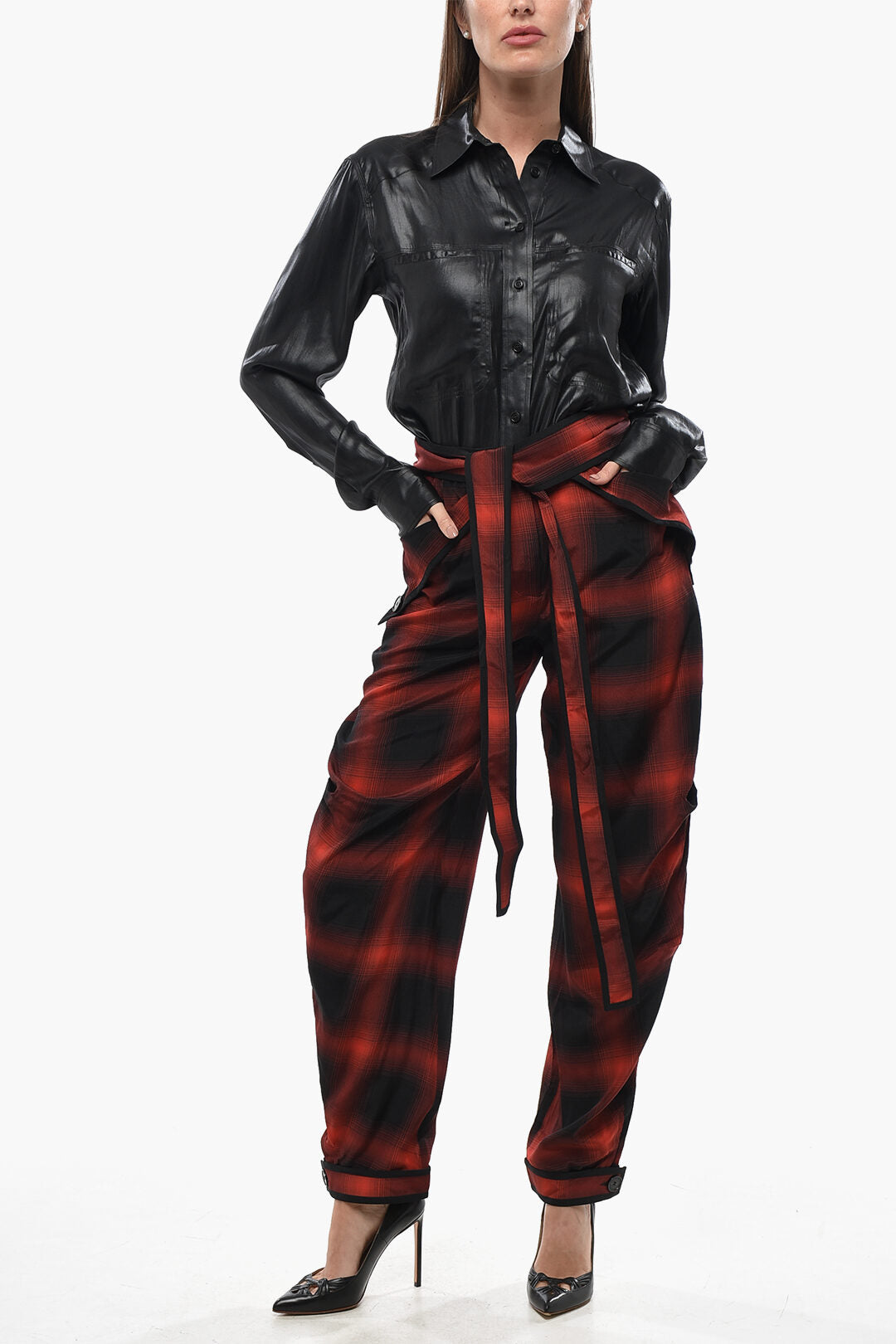 Stella McCartney 2550~Silk Pants BISSIE with Checked Pattern, view 2