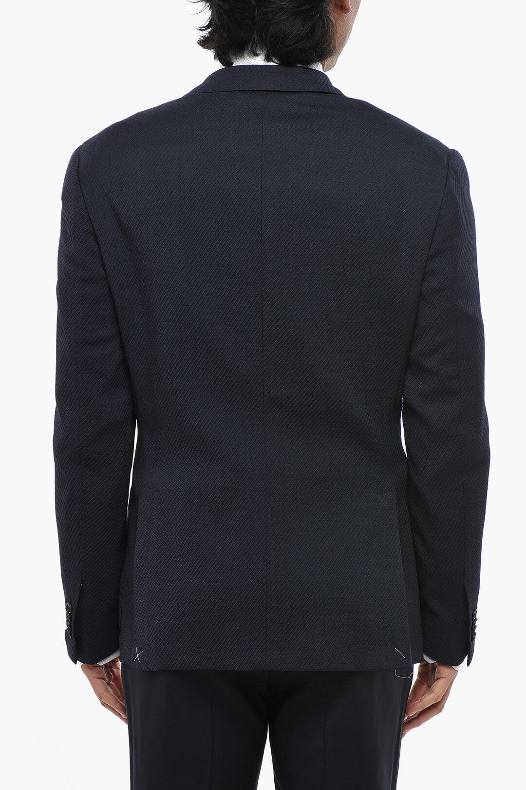 Corneliani 2405~Textured Wool-Blend Double-Breasted Blazer With Peak Lapel