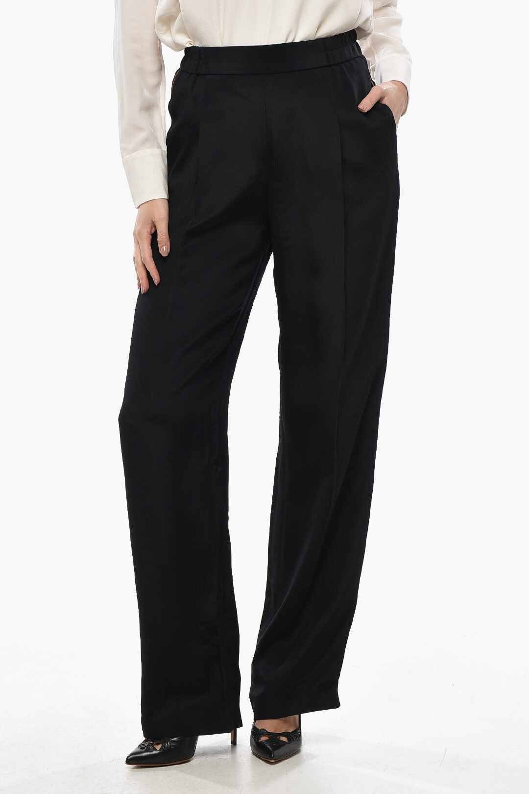 Stella McCartney 3500~Silk-Blend Trousers CICELY with Elastic Waistband