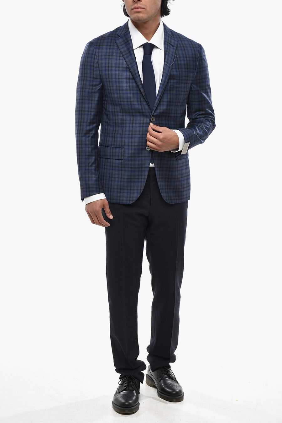 Corneliani 2405~Virgin Wool Blazer GATE with Gingham Pattern, view 4
