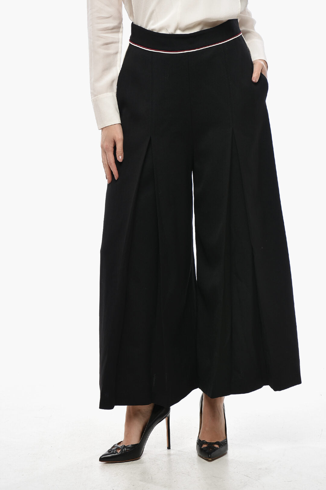 Stella McCartney 3500~Silk Wide-Leg Trousers HEIDY with Pleats