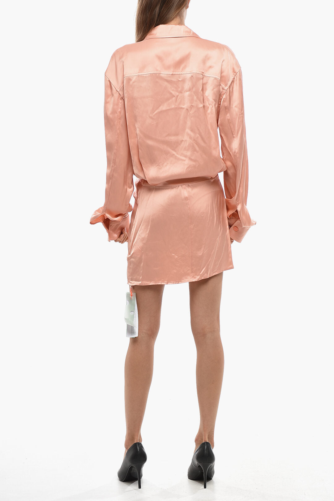 Off-White 3050~SEASONAL Satin Saharan Shirt Dress TWIST