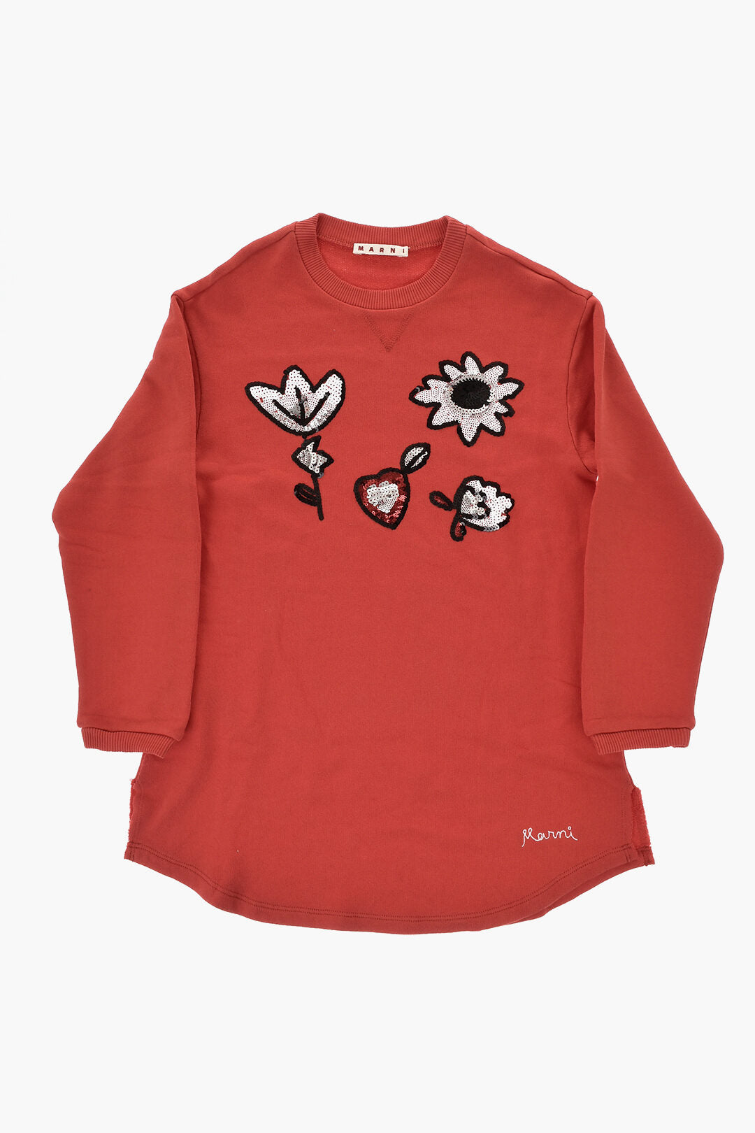 Marni Kids 0550~Jersey Dress GARDEN With Sequin Embroidery