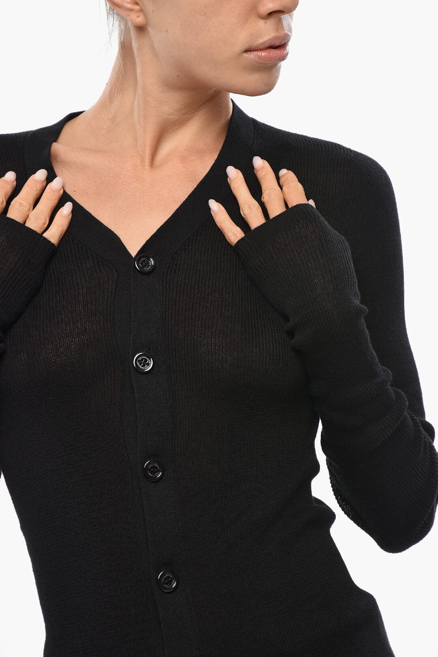 Dsquared2 3500~Solid-Color Cardigan With V-Neck, view 2