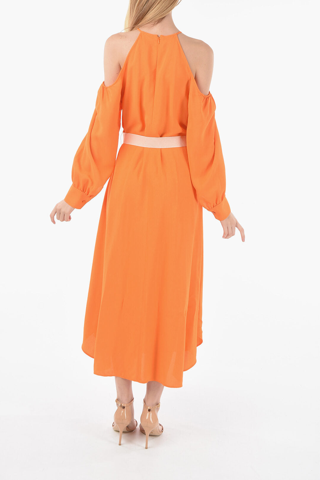 Stella McCartney 2950~Maxi Cold-Shoulder Dress with Elastic Belt