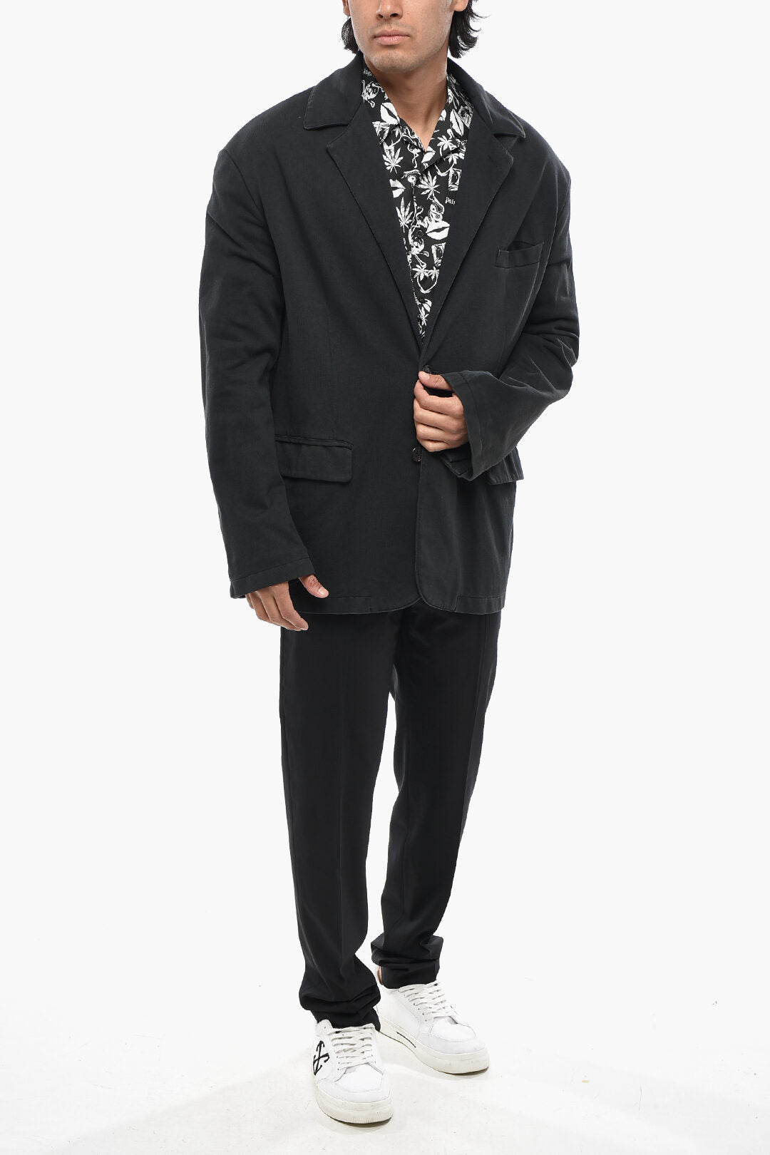 Palm Angels 3500~Cotton Single-Breasted Jacket With Printed Logo