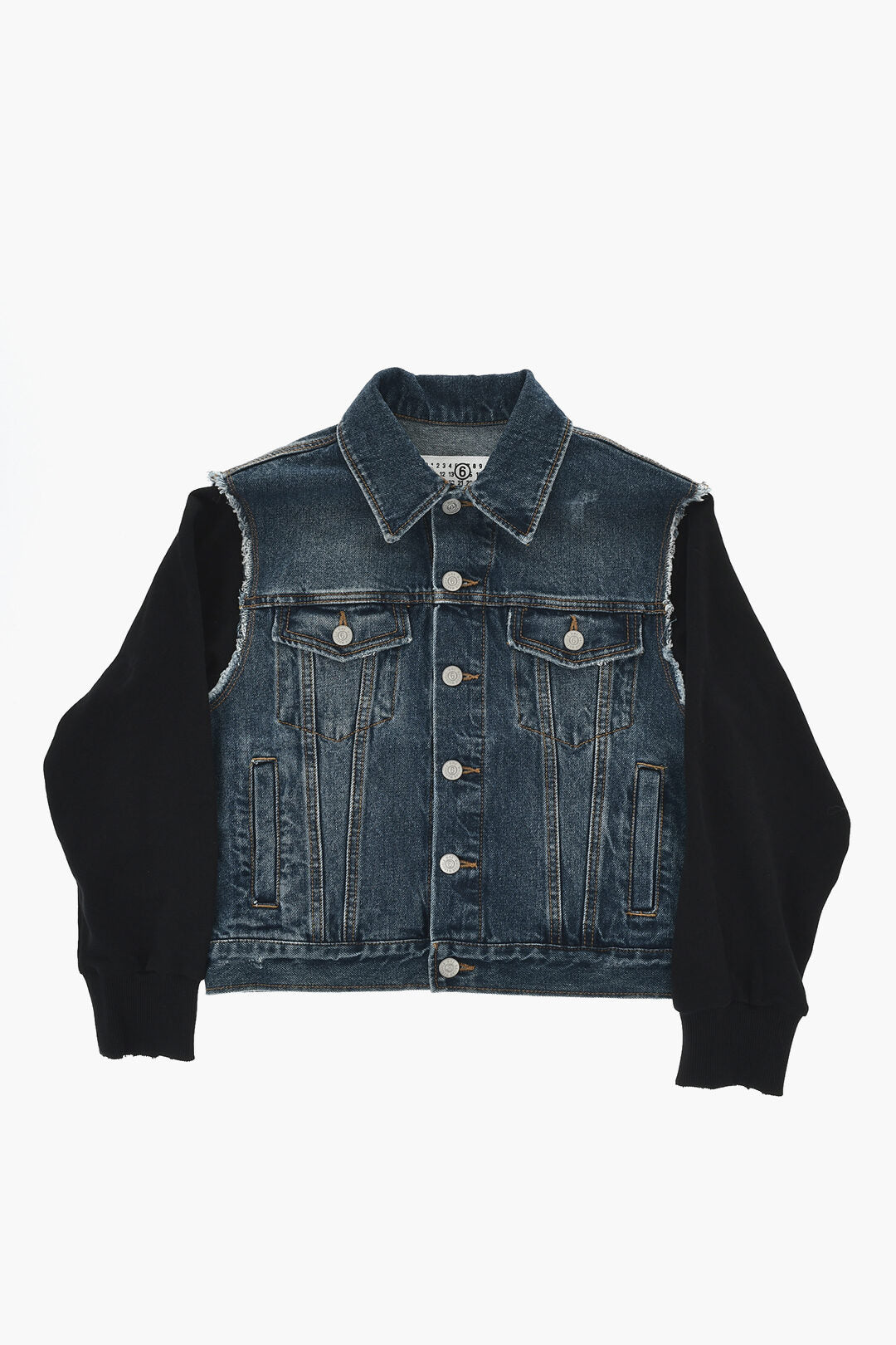 Maison Margiela Kids 1500~MM6 Denim Jacket with Fleece Sleeves