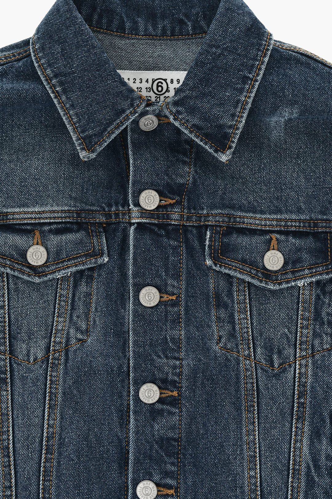Maison Margiela Kids 1500~MM6 Denim Jacket with Fleece Sleeves, view 2